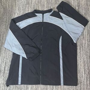 Tonix Mens Size 3XL Athletic Full Zip Front Running Jacket Black‎ Gray Nylon NWT